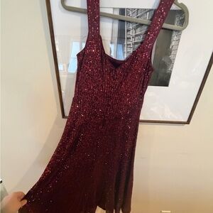 Laundry By Shelli Segal Wine Sequin Dress